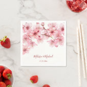 Cherry Blossom Pink White Wedding スタンダードカクテルナプキン (インサイチュ)