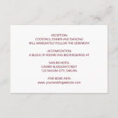 Cherry Blossom Pink White Wedding Details エンクロージャーカード (裏面)