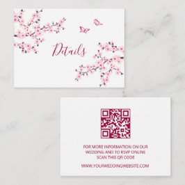 Cherry Blossom Pink White Wedding QR Code Details エンクロージャーカード