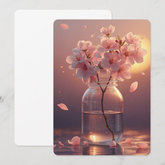 Cherry Blossom Postcard - Elegant Hand-Drawn Sakur 招待状 (正面/裏面)
