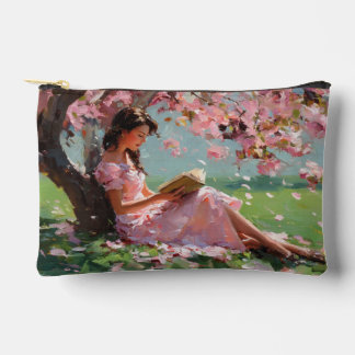 Cherry Blossom Reading Girl Pouch アクセサリーポーチ