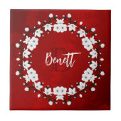 Cherry Blossom Red Black White タイル (正面)