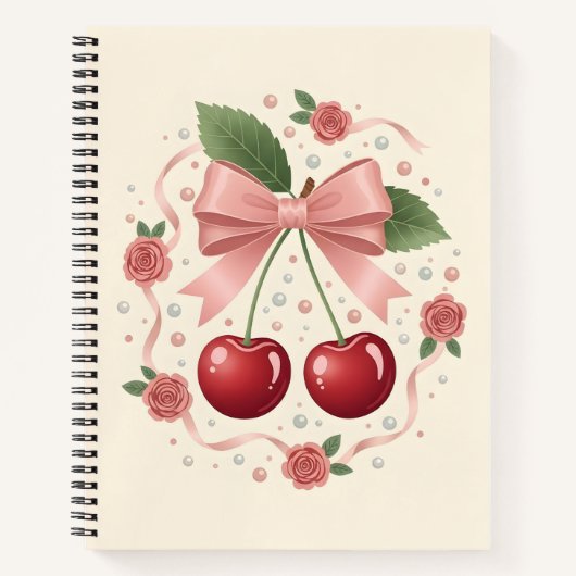 Cherry Blossom Ribbon Spiral Notebook ノートブック (正面)