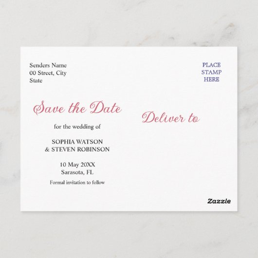 Cherry Blossom – Romantic Floral Wedding ポストカード (裏面)