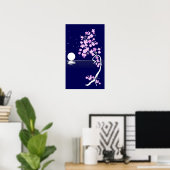 Cherry blossom (Sakura) at night Print ポスター (ホームオフィス)