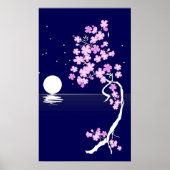 Cherry blossom (Sakura) at night Print ポスター (正面)