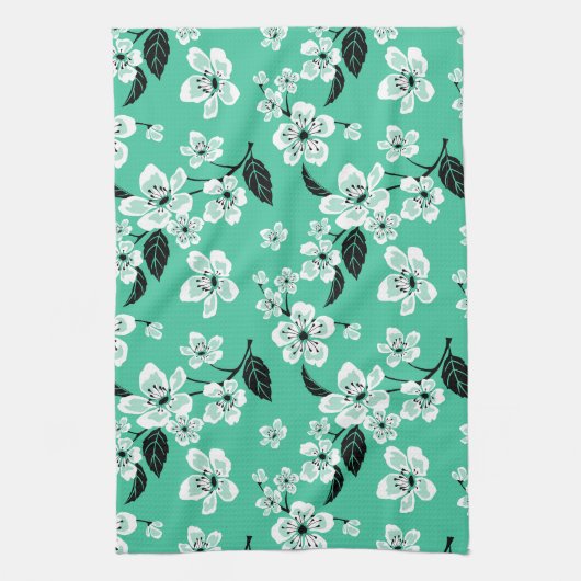 CHERRY BLOSSOM - SAKURA (MINT) キッチンタオル (縦)