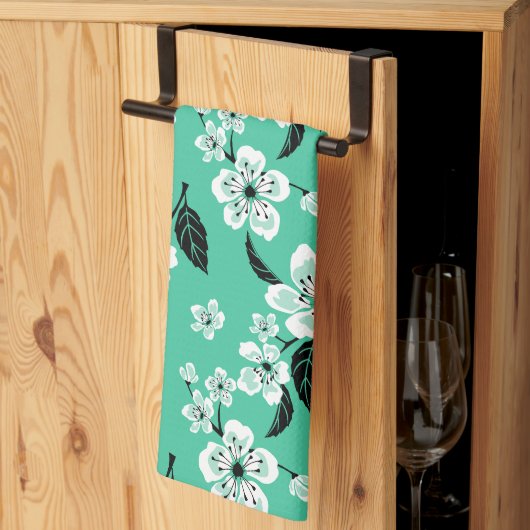 CHERRY BLOSSOM - SAKURA (MINT) キッチンタオル (三つ折り)