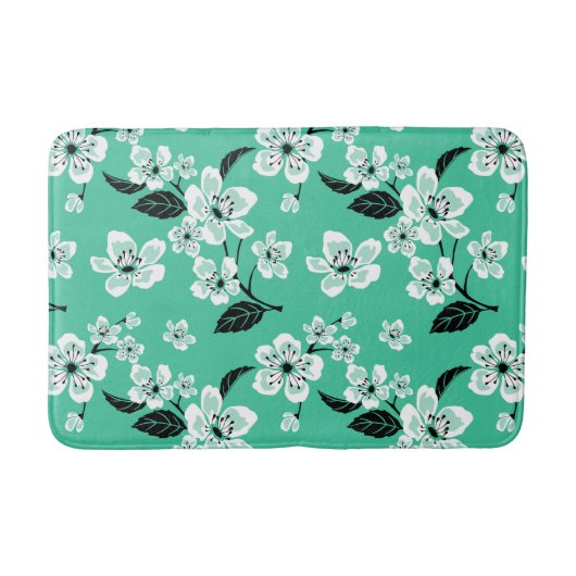 CHERRY BLOSSOM - SAKURA (MINT) バスマット (正面)