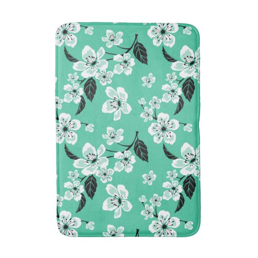 CHERRY BLOSSOM - SAKURA (MINT) バスマット (正面縦)