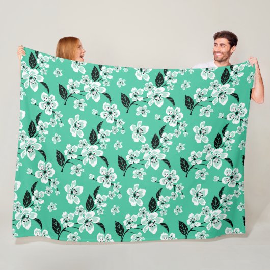 CHERRY BLOSSOM - SAKURA (MINT) フリースブランケット (インサイチュ)