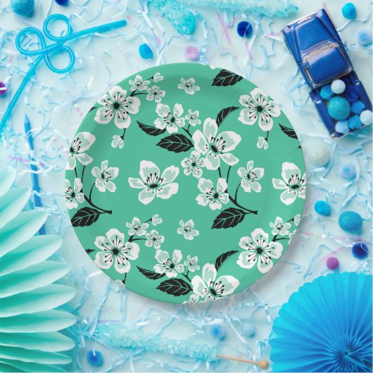 CHERRY BLOSSOM - SAKURA (MINT) ペーパープレート (パーティー)