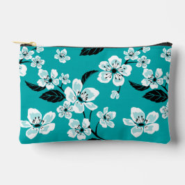 CHERRY BLOSSOM - SAKURA PATTERN IN TEAL アクセサリーポーチ
