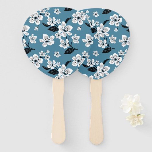 CHERRY BLOSSOM - SAKURA (SMOKY BLUE) ハンドファン (正面&裏面)