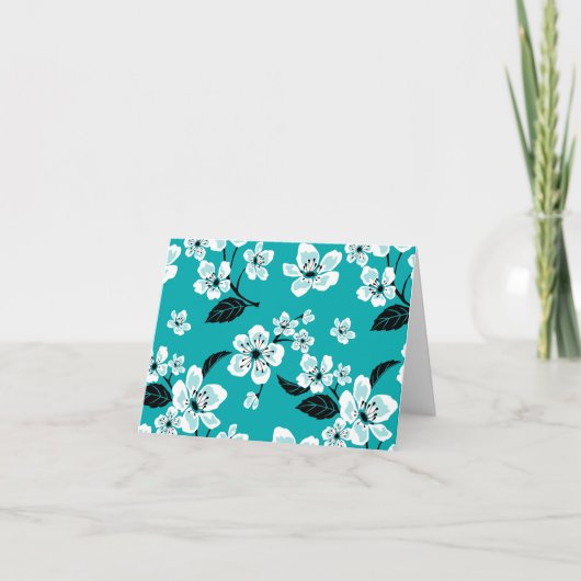 CHERRY BLOSSOM - SAKURA (TEAL) サンキューカード (正面)