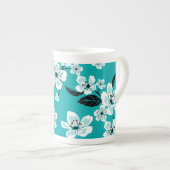 CHERRY BLOSSOM - SAKURA (TEAL) ボーンチャイナマグカップ (正面右)