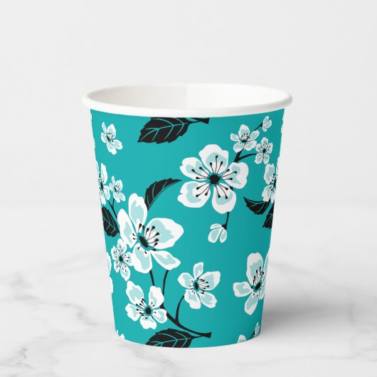 CHERRY BLOSSOM - SAKURA (TEAL) 紙コップ (左)