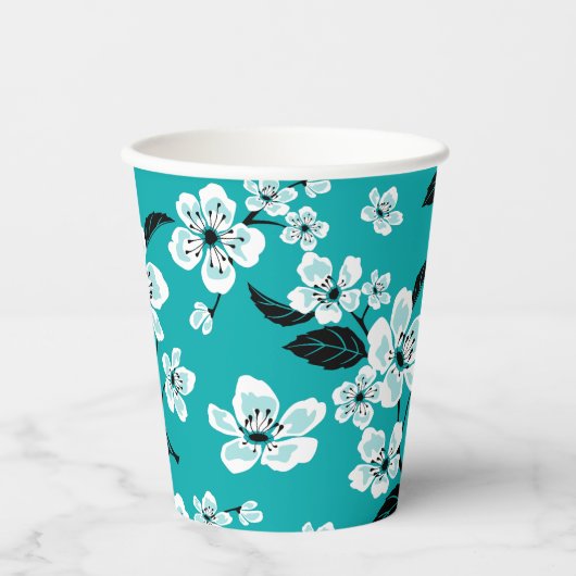 CHERRY BLOSSOM - SAKURA (TEAL) 紙コップ (正面)