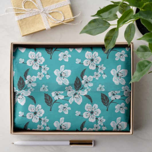 CHERRY BLOSSOM - SAKURA (TEAL) 薄葉紙 (ギフト)