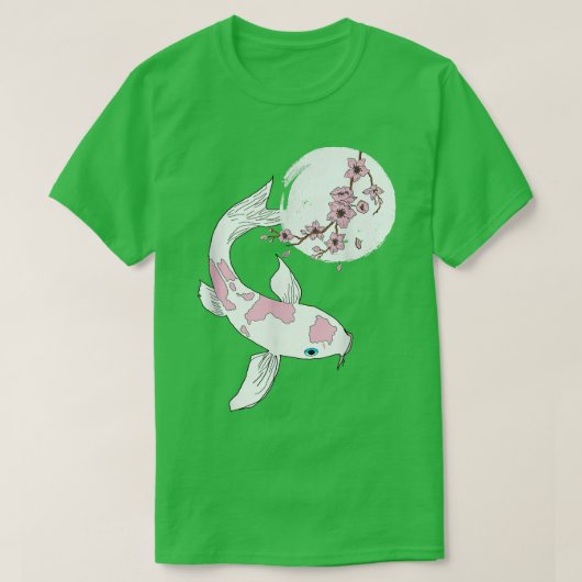 Cherry Blossom Sakura Tree Koi Carp Pink Flower Tr Tシャツ (デザイン正面)