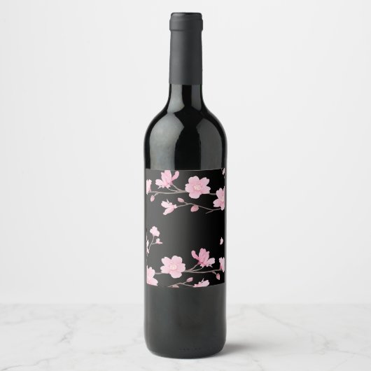Cherry Blossom – Sakura Wine Bottle Label ワインラベル (正面)