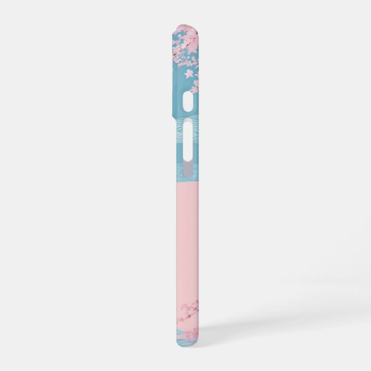 Cherry Blossom Seigaiha Phone Case iPhone 16ケース (左側面)