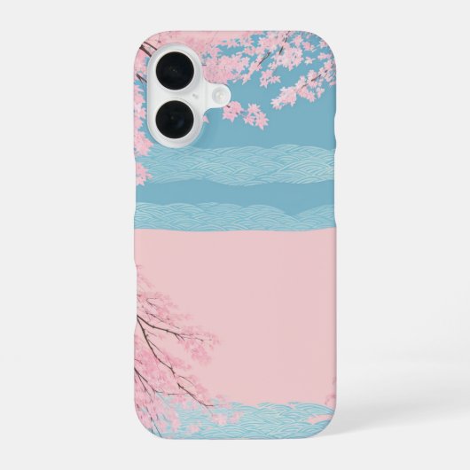 Cherry Blossom Seigaiha Phone Case iPhone 16ケース (裏面)
