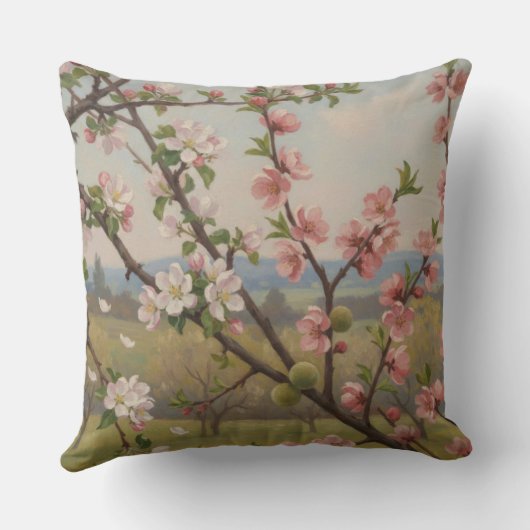 Cherry Blossom Serenity - Botanical Pillow Art クッション (裏面)