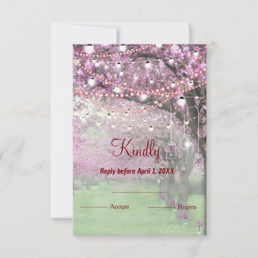 Cherry blossom spring wedding RSVP (正面)