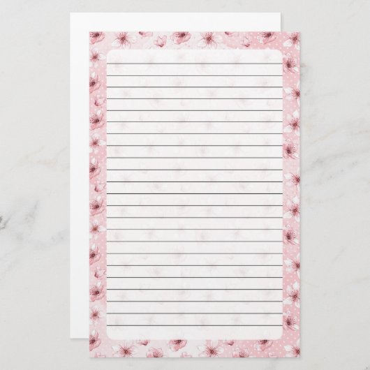 Cherry Blossom, Stationery Size: 5.5" x 8.5" 便箋 (正面/裏面)