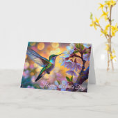 Cherry Blossom Sunrise Mother's Day Hummingbird カード (黄色い花)