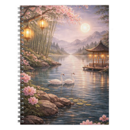 Cherry Blossom Swan Lake Spiral Photo Notebook  ノートブック
