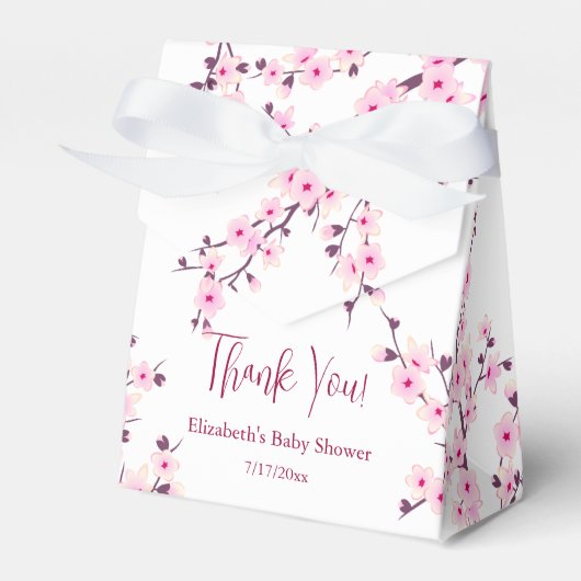 Cherry Blossom Thank You Baby Shower フェイバーボックス (正面サイド)