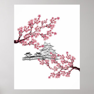 Cherry Blossom Tree Design- Japanese Sakura tree ポスター