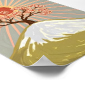 Cherry Blossom Tree Mountain Sunrise Japanese  ポスター (角)