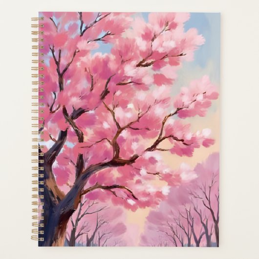 Cherry Blossom Trees Pink Floral Painting プランナー手帳 (正面)