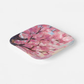 Cherry Blossom Trees Pink Floral Painting ペーパープレート (傾斜あり)