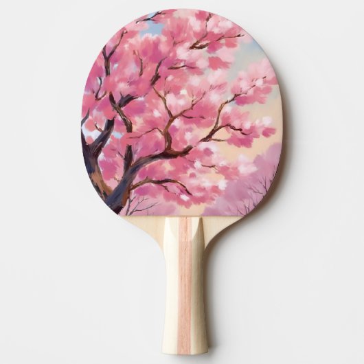 Cherry Blossom Trees Pink Floral Painting 卓球ラケット (正面)
