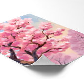 Cherry Blossom Trees Pink Floral Painting Art ポスター (角)