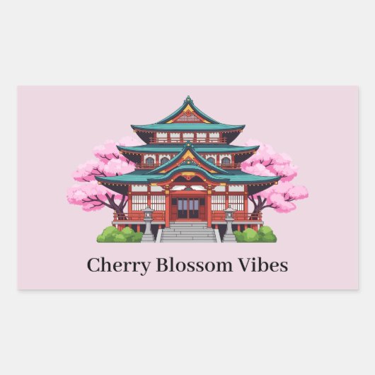 Cherry Blossom Vibes Sakura Sticker Pack Rectangle 長方形シール (正面)