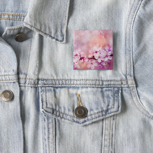 Cherry Blossom Watercolor Art 缶バッジ (インサイチュ)