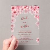  Cherry Blossom White Arched Casual Wedding アクリル招待状 (インサイチュ (ポータブル))