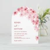  Cherry Blossom White Arched Casual Wedding 招待状 (スタンド正面)