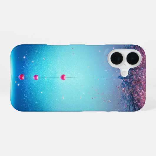 Cherry Blossom Wish Heart Drop Phone Case iPhone 16ケース (裏面横)