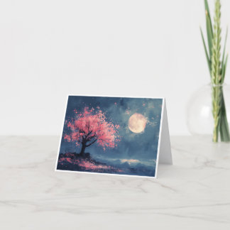 Cherry Blossoms at Nightfall Note Cards サンキューカード