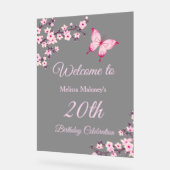 Cherry Blossoms Butterfly Birthday アクリルサイン (傾斜)