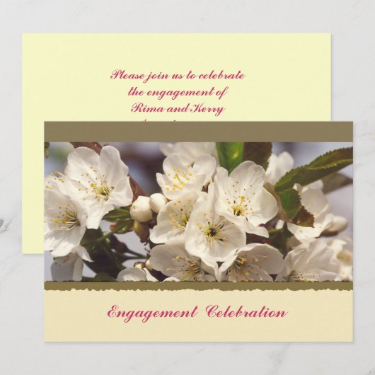 Cherry Blossoms Engagement Invitation 招待状 (正面/裏面)