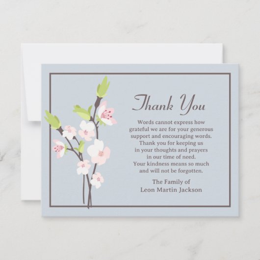 Cherry Blossoms Funeral Thank You Note Card サンキューカード (正面)