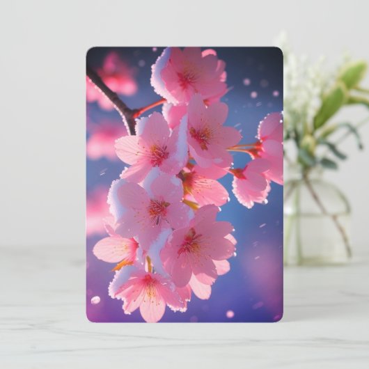 Cherry Blossoms in Snow Save the Date Card - Winte 招待状 (スタンド正面)