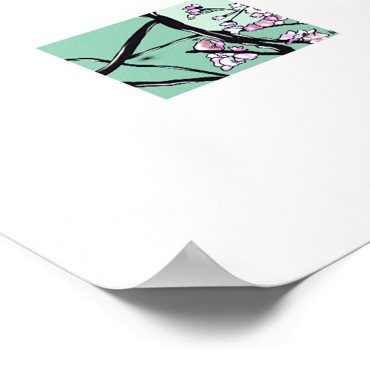 Cherry Blossoms in the Wind – Minimal Floral Art  ポスター (角)